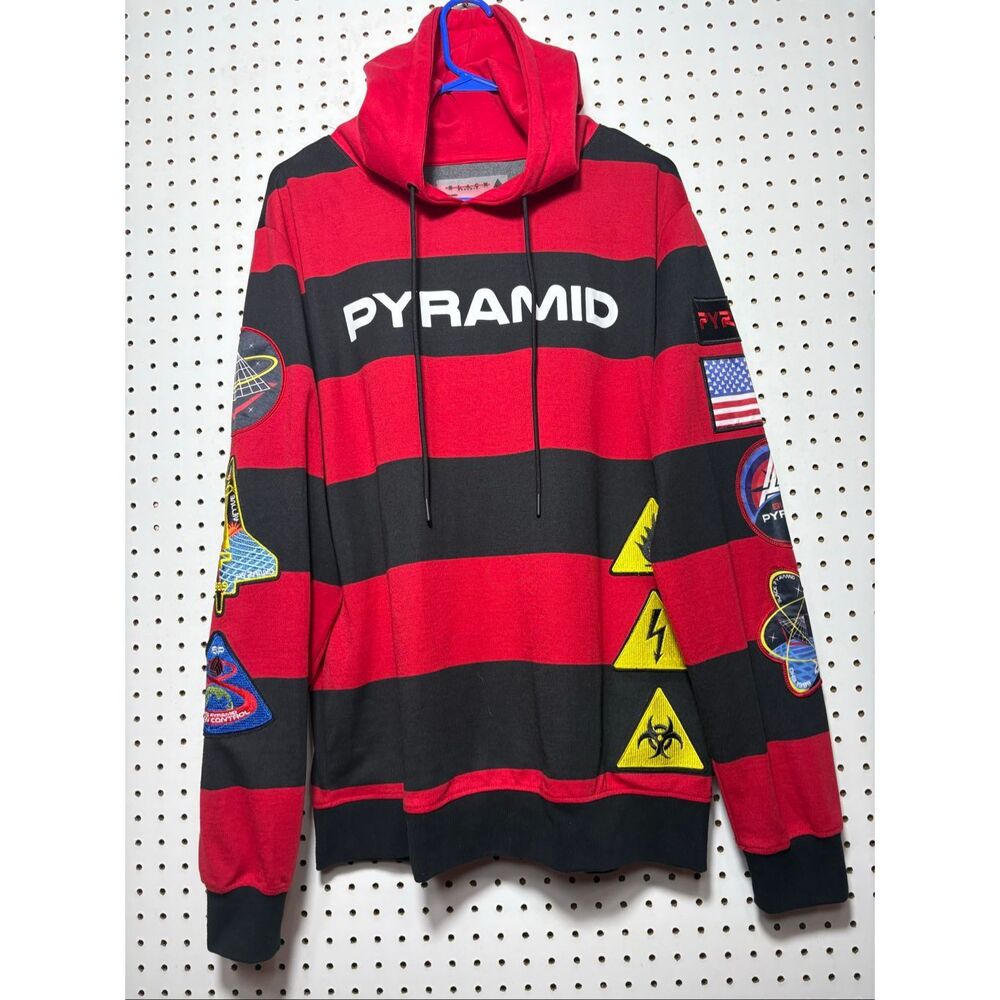 Black Pyramid striped hooded space sweatshirt size L